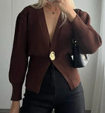 Solid Color V-Neck Long Sleeve Open Shirt 2025 Spring And Autumn Temperament V Collar A Buckle Long Sleeve Waist Top