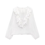 Z2025 New Women's Fashion Simple Cascade Decoration Long-Sleeved Shirt Women 8544207