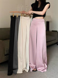 High-Grade Acetic Acid Solid Silk Silk Slipping Fascination Leisure Broad Leg Trousers 2025 Summer New High-Waisted Trousers