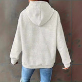 New Wish Autumn And Winter Explosion Of Solid Color Hooded Drawstring Fashion Long-Sleeved Lady's Loose Dress