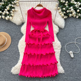 Miyake Folded High-Grade Sense Of Small Vintage Collar Lace With Waist Lotus Leaf Side Pressure Folded Elegant Dress Woman