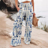 2025 Spring And Summer New Four Seasons Of Leisure Wide Leg Trousers Print Burst Loose Trousers Women