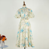 Summer Court Style High Design Feeling Heavy Industry Nail Drill Short Sleeve Single Buckle Dress + Sling