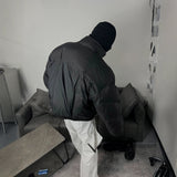 Small Design Black Armor Warm Winter Coat Deconstructed Oversize Neutral Style Men And Women's Same Cotton Suit