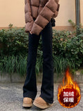 High-Rise Black Micro-Tight Jeans 2025 New Autumn And Winter Large-Size Trousers Showing Thin Plus Thick Straight Trousers