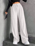 New Hanging Mop High-Waisted Trousers Loose Temperament Straight Women's Niche Design Solid Color Trousers