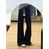 Hong Kong Style Lazy Style Design With Velvet Trumpet Jeans Women 2025 Autumn And Winter Small High Waist Thick Thick Pants
