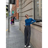 Autumn With A Set Of Stylish Blue Long-Sleeved Bottom Top Women 2025 Autumn Loose Suit Suit Suit Suit Suit