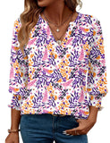 Women's 2025 Fashion Shirt Seven-Sleeve Flower Printed Casual Shirt Summer T-Shirt