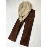 Millard Coffee Color Wick Plus Velvet Sleeves Sleeves Women Autumn And Winter Small High-Waist Loose Loose Thickened Long Pants
