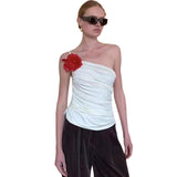 Spring/Summer 2025 New Women's Spice Girls Fashion Flowers Wearing Sexy Folds To The Back Of The Sleeveless Vest