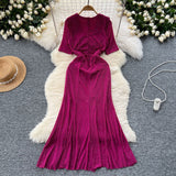 Cisterous Woman Sexy Collar Short Sleeve Dress Female High-End Royal Sister Repair Hot Diamond Open Fork Long Fishtail Dress
