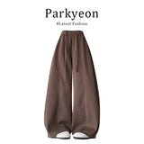 Design-Sensitive Collar Vest Folded Over-Wearing Jersey High-Waisted Wide-Legged Trouser Set