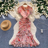 High Cold Sister Goddess Fan Dress Heart Machine Draw Folding Belt Irregular Chopped Fishtail Skirt Dress