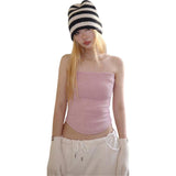 2025 Summer New Women's Fashion Trend Pure Color Street Hot Girl With Chest Vest Outside The Top Woman