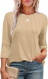 Explosion 2025 New Fashion Casual Roll Collar Seven-Sleeve Top Bottom Shirt