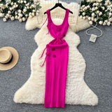 Women's Dress 2025 Summer Pure Desire Three-Dimensional Flowers Slimming Temperament Sling Knitted Hip Dress