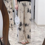 2025 High-End Cotton Pyjamas Ladies Summer Thin Artificial Silk Home Leisure Long Trousers Straight Can Be Worn Outside