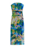Summer New Women's First-Word Screen Printing Dress Folds