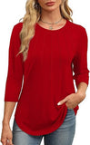 Explosion 2025 New Fashion Casual Roll Collar Seven-Sleeve Top Bottom Shirt