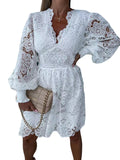2025 New Sexy Hollow Water-Soluble Lace Lace Temperament Commuter Dress