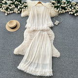 Lazy Casual Suit Women's Korean Version Of The Fashion Loose Long-Sleeved Shirt Dress High Waist Wide Leg Pants