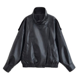 Z Feng 2025 New Fashion Temperament Women's Lychee Leather Jacket 4391872