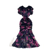 High Cold Sister Goddess Fan Dress Heart Machine Draw Folding Belt Irregular Chopped Fishtail Skirt Dress
