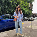 Autumn New Women's Simple Fashion Casual Loose Collar Single Buckle Long-Sleeved Shirt Top