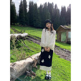 Black Wave Point Splicing Skirt Women's Dress 2025 New High-End Design Feeling Thin Straight-Tender Skirt