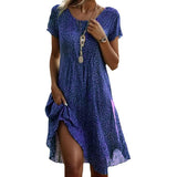 Summer Hot Selling Literary And Art National Wind Round Collar Long Dress