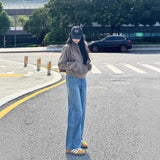 Blue Plus Plus Thickened Narrow Version Of Straight Jeans Women 2025 Autumn And Winter High Waist Thin Loose Long Pants