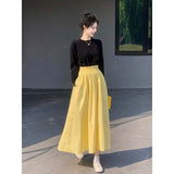 2025 New Summer Pear-Shaped Body Folds Tight Waist Thin A Skirt Hanging Small Design Half-Body Skirt
