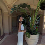 24 New Summer Women's Clothing White Folded Neck Dress
