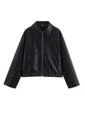 New Autumn And Winter Retro New Retro Collar Zipper Locomotive Leather Jacket Jacket Woman