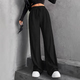 New Hanging Mop High-Waisted Trousers Loose Temperament Straight Women's Niche Design Solid Color Trousers
