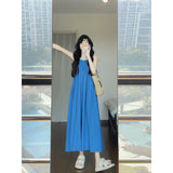 French Gentle And Casual Retro Elegant Blue Dress 2025 Summer New Fashion Design Feel Sleeveless Long Dress