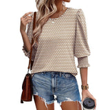2025 Summer Women Wear 7-Sleeve Collar Elegant Casual T-Shirt Outside The Dress