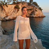 Women's Clothing 2025 Spring New Seaside Vacation Sexy Simple Knitted Jersey Dress Dress Woman