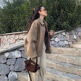 Women's Clothing Explosion ZA Fashion Beads And Short Jacket Wool Coat