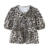 Spring 2025 New Women's Leopard Print Short-Sleeved Shirt