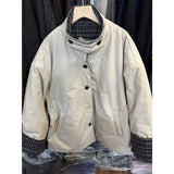 Carriage Color Retro Collar Two Sides Of The Cotton Dress Women's Winter Small Jacket To Keep Warm Cotton Jacket Jacket