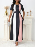 New Women's Clothing New Temperament Fashion Fashion Dress Short Sleeve Long Skirt