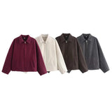 2025 Autumn Women's Fashion Three-Color Solid Color Zipper Wool Coat