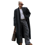 2025 Long Button Coat Coat New Collar Right Shoulder Wind Coat Loose Temperament Commute
