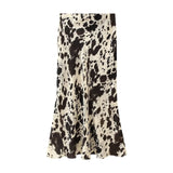 2025 New Women's Animal Pattern Printing Silk Hystery Feeling Flute Half Skirt 4548