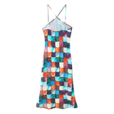 INS Women's Sexy Out-Top Colorful Fish Scales Printed Hanging Neck Dress Dress Dress Dress Dress