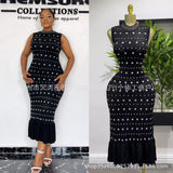 Clent Lady Senior Sense Sleeveless Dress Women Summer Collar Collar Drill Body Design Light Luxury Fishtail Long Dress
