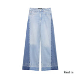 Z Women's Clothing New Splicing Design High Waist Hanging Wide-Legged Jeans 6164075
