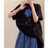 Korean Languid Feeling To Wear A Woman's 2025 Summer Printed Short-Sleeved Collar Top Loose Pear-Shaped Body Trousers